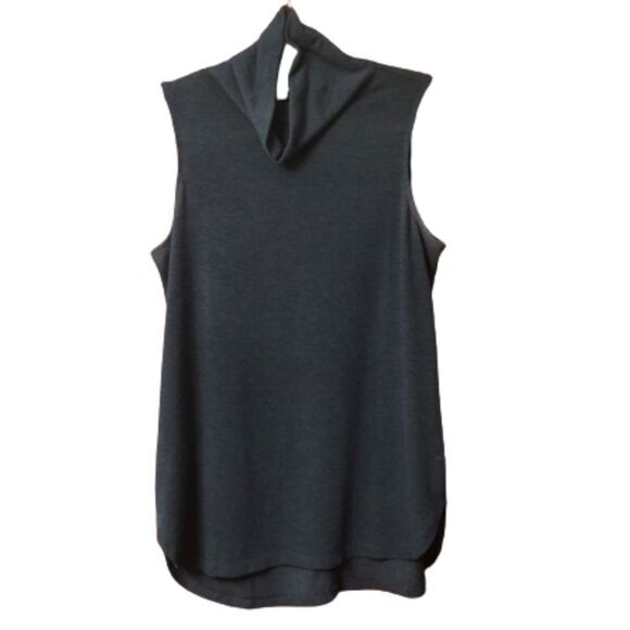 LOFT SIZE MED BLUE MOCK TURTLENECK SLEEVELESS  SWEATER TOP - Picture 1 of 10